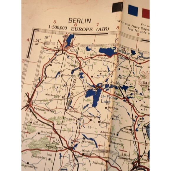 US WWII 1944 Map of Berlin Region 3rd Edition 1944 Survey WW2 USA 33.5"x28" - Picture 13 of 16